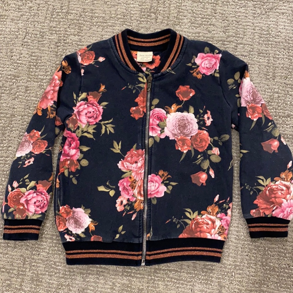 Zara girls sz 6 bomber zip-up sweatshirt jacket.  So cute!!!